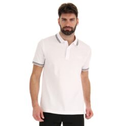 polo clasico blanco brillante/azul marino Lotto hombre vestir V0XJHB556